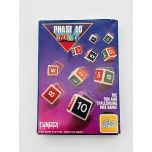 Phase 10 Dice Game Fundex Blue Box Score Pad Instructions 1993 Complete VG Cond